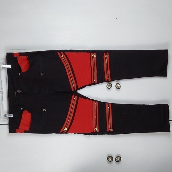 Bie Pa Other - Bie PA Mens Black/Red Denim jeans Vintage streetwear moto Edgy Sz.38